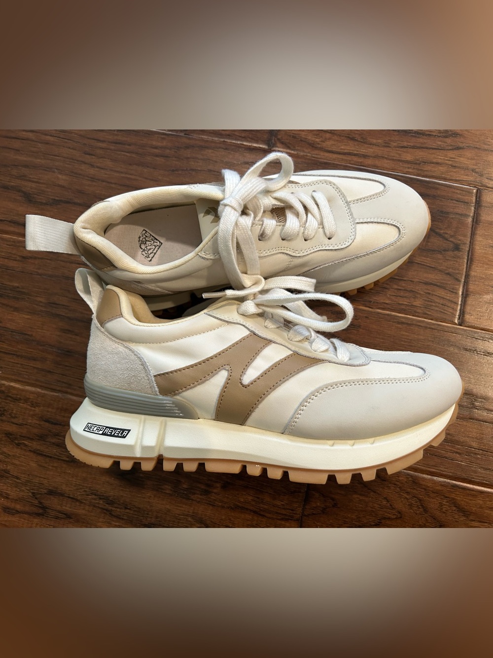 Somilis Sneakers for Women Genuine Leather Suede Beige